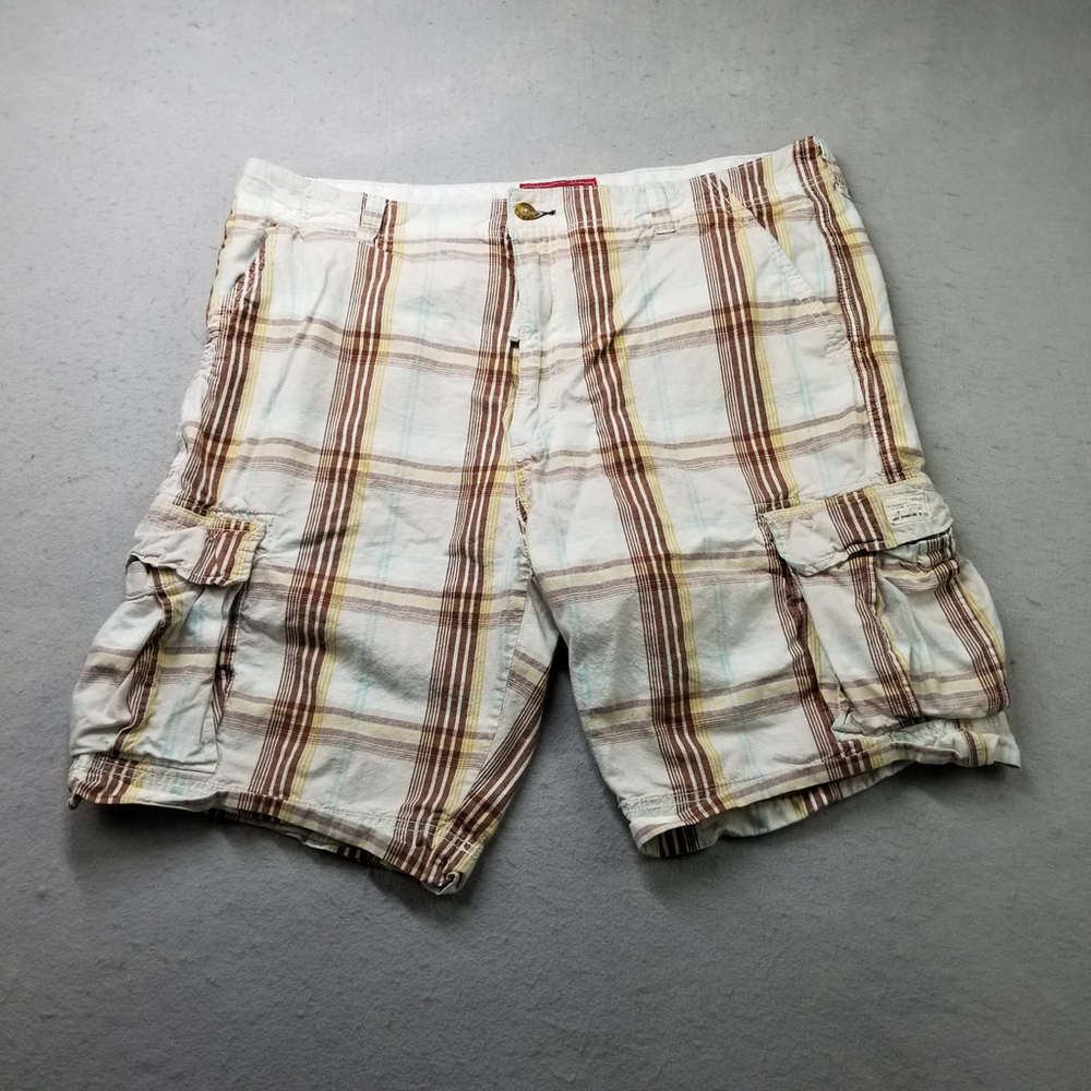 Levi's Cargo Shorts Mens Size 42 Brown Plaid Pockets